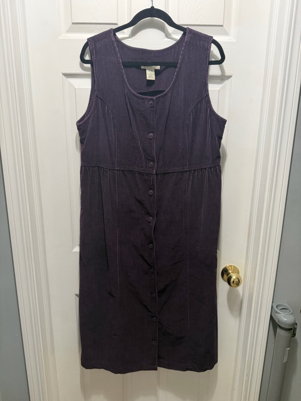 Eddie Bauer Plum Corduroy Button-Front Midi Dress